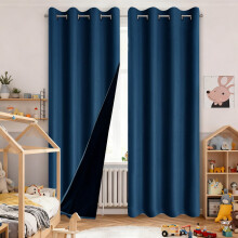 100% Blackout Insulated Curtains for Winter Living Room, Thermal Black Out Drapes with Grommet Energy Saving for Bedroom Window, 40 X 50 Inch