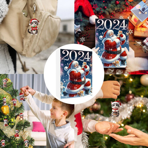 2D kerstcountdown-ornamenten met kerstmutsen (24 stuks) 1