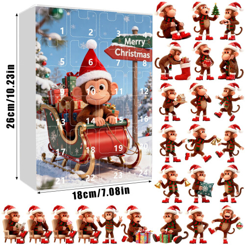 Calendar de Advent cu Maimuțe 2025 – 24 Ornamente Decorative 2