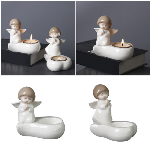 Ceramic Praying Angel Tealight Holder White 1
