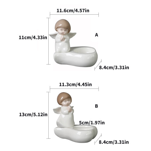 Ceramic Praying Angel Tealight Holder White 2