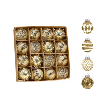Gold Gold Christmas Tree Ball Ornaments 2.36 Inch Size 16 Piece Set Plastic Material Decorations