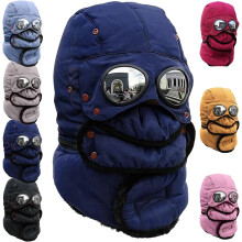Winter-Thermomütze mit Brille und abnehmbarer Gesichtsmaske