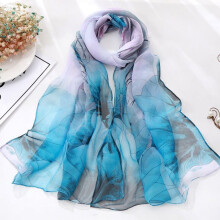 Lotusblumen-Schal für Damen, seidenweich, groß, leicht, vielseitig, eleganter Abendschal, himmelblau