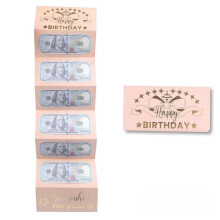 Enveloppe d'anniversaire à 6 poches, porte-monnaie en papier couché noir et or – Convient à tous les âges