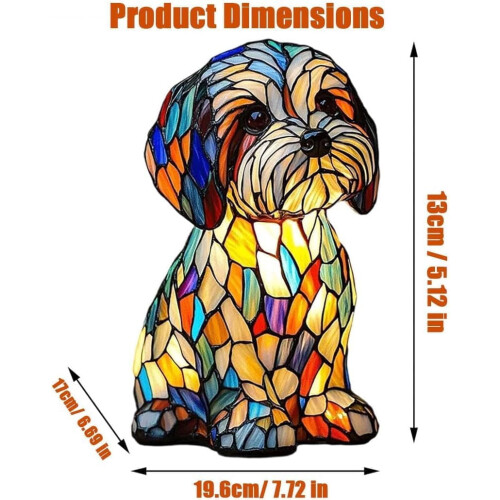 Bulldog LED Night Light with Stained Glass Shade 2