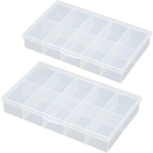 2 PCS Transparent Bead Storage Boxes, Plastic Organizers for Small Items & Crafts, Jewelry Display, 6.46x3.78x1.06 in (10 Grids)