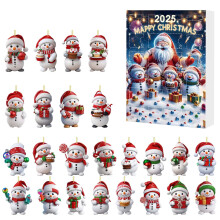 Calendrier de l'Avent de Noël AuroraX Bonhomme de neige 24 jours 2025 - Figurines miniatures en caoutchouc à monter soi-même - Cadeaux pour