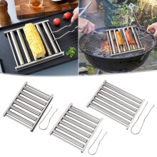 JMKQLZ Varmkorvställ för BBQ-grill – Korv- och majsgrill i rostfritt stål, kompatibel med utomhusmatlagning och nötköttswiener
