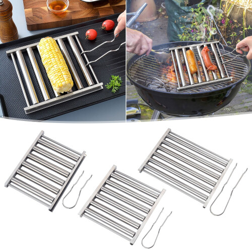 JMKQLZ Ράφι για Hot Dog για BBQ Grill – Ανοξείδωτη σχάρα για λουκάνικα και καλαμπόκι,