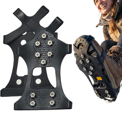 Ice Cleats for Shoes 10-Stud Rubber Traction 1 Pair 1