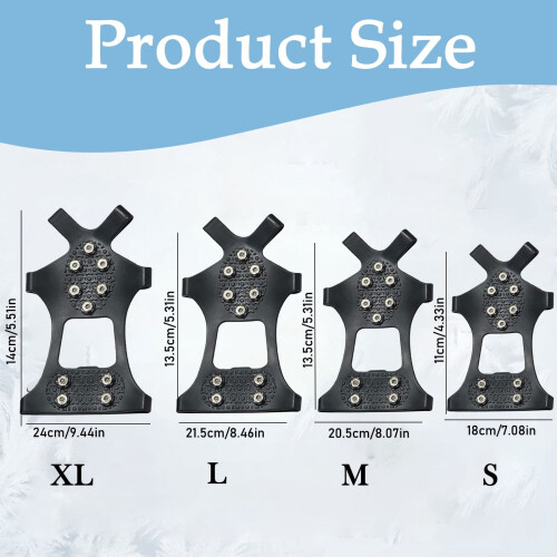 Ice Cleats for Shoes 10-Stud Rubber Traction 1 Pair 2