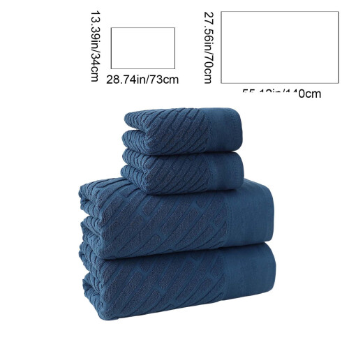 Ensemble de serviettes de bain en coton 4 pièces, bleu, gris, blanc, marron 2