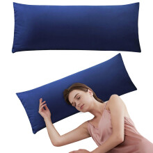 Fronha longa de microfibra escovada, 137 x 51 cm, respirável e macia, com fechamento tipo envelope, azul escuro — compatível com travesseiros de
