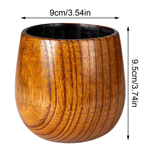 Κύπελλο μεγάλης κοιλιάς από μασίφ ξύλο 300ml 3,54x3,74in 2