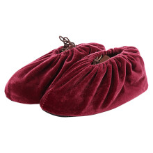 Cubrezapatos de terciopelo para interiores, lavables y reutilizables, pantuflas cálidas antideslizantes y gruesas – Rojo vino B