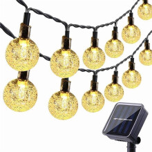 Cordão de luzes solares com 50 LEDs para pátio, festa, quintal, jardim, casamento, à prova d'água e para uso externo.