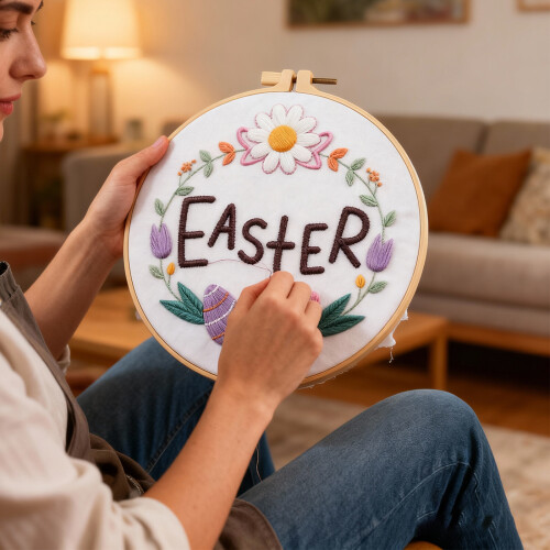 Easter Theme Embroidery Set with Stitching Hoop and-CX1491 2