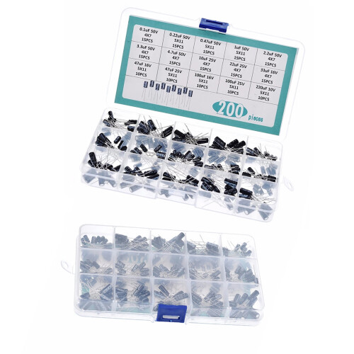 200PCS Box Electrolytic Capacitor Set Comprehensive Selection Easy to Carry for Various Electronics Application 1