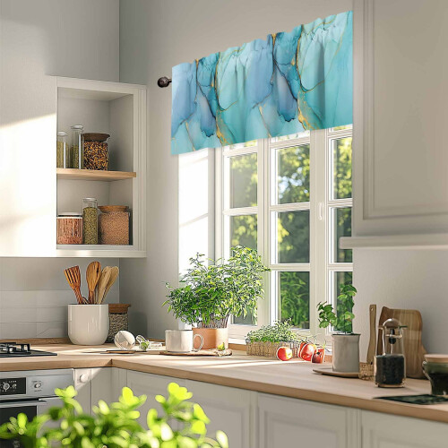 Cantonnière vert turquoise 152 x 46 cm, polyester, passe-tringle 2