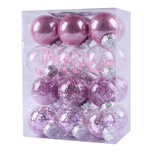 Clearance Plastic Christmas Tree Ball Ornaments Set, Shatterproof Decorative Hanging Clear Xmas Baubles with Stuffed Delicate Decorations-24PCS