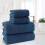 Ensemble de serviettes de bain en coton 4 pièces, bleu, gris, blanc, marron 4