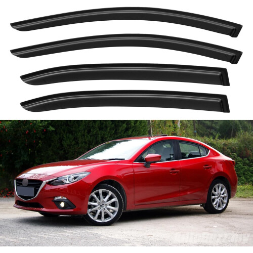 Προστατευτικά βροχής για Mazda3 Sedan 2014-2018, Αεραγωγοί εξωτερικού καναλιού παραθύρου,