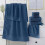 Ensemble de serviettes de bain en coton 4 pièces, bleu, gris, blanc, marron 5