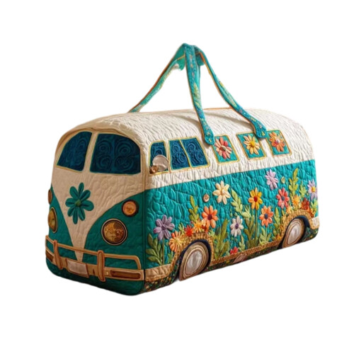Τσάντα μεταφοράς Hippie Van με καπιτονέ σχέδιο – Ρετρό Patchwork Σαββατοκύριακο, Μποέμ