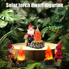 Anão Tocha Solar Ornamental, Simulação de Fogueira com Luz para Decoração de Jardim, Quintal e Pátio, Gnomo de Jardim Mágico e Encantador