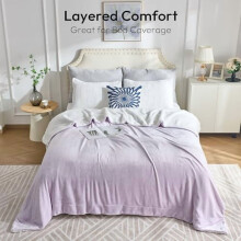 Varmt sherpa-tæppe i queensize-størrelse til sengen, blødt fleece til vinteren, plys-plys-gave til kvinder, lavendel 90x90 tommer