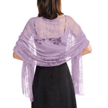 Xale feminino Gkeoshab em renda transparente – Xale leve para noite, lenço de noiva vazado, perfeito para casamentos e festas, roxo, tamanho