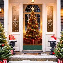 Décoration de porte de Noël – Bannière sapin de Noël, décoration suspendue « Joyeux Noël » pour intérieur/extérieur, 180 x 90 cm