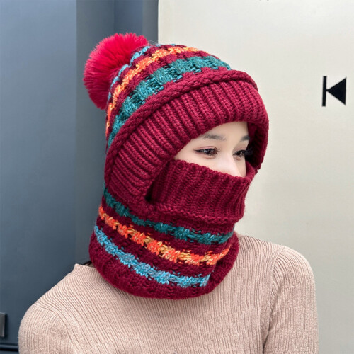 Γυναικείο καπέλο Balaclava Face Balaclava, πλεκτή κουκούλα με καλύμματα αυτιών και