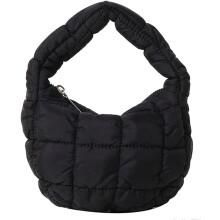 Bag Mini Puffy Quilted Handbag Soft Puffer Tote Bag for Women Cute Wrist Bubble Bag Lightweight Nylon Clutch Purse