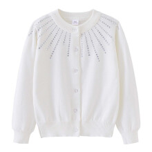Kids Cardigan Sweater with Rhinestone Long Sleeve School Uniform Knit Cardigan Button Cable Clousure Sweater for Fall and Winter