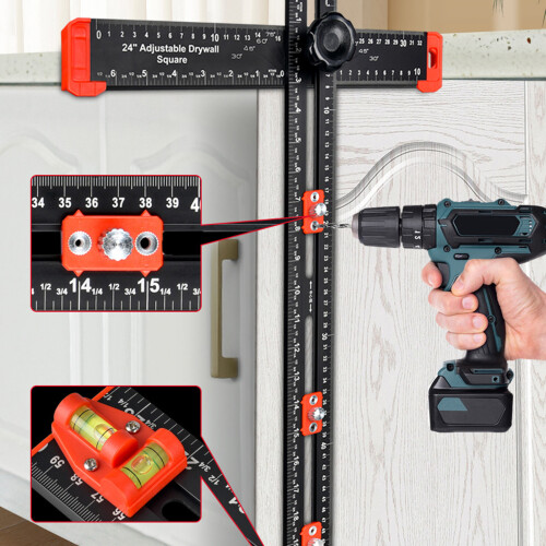 Multi-Angle Drilling Positioning Ruler, Aluminum Alloy, 41cm 2