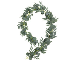 Guirlande d'eucalyptus artificiel de 2 m avec 5 feuilles de saule – Résistante aux UV, décoration extérieure réaliste, idéale pour les