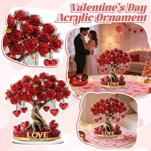 Rosetrehjerteornament – Akrylborddekor 1