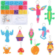 DIY Pony Bead Pets Kit: 10 Sets of 6mm Beads for Keychains & Crafts – Compatible with Standard Beading Tools