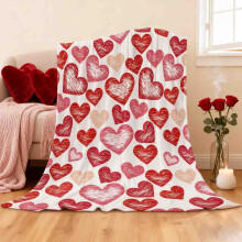 Valentine's Day Flannel Blanket – Soft, Lightweight Digital Print Throw for Bed/Couch, Pink, Compatible with All Seasons