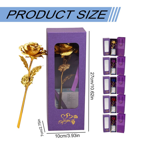 Rosa artificial banhada a ouro 24 quilates com caixa de presente de luxo 1