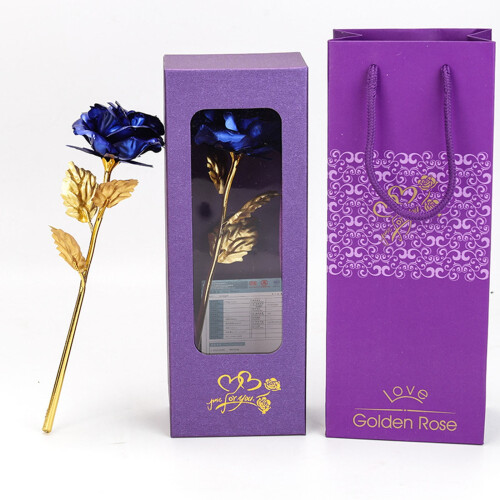 Rosa artificial banhada a ouro 24 quilates com caixa de presente de luxo 2