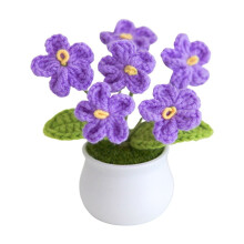 Handgjord virkad konstgjord blomkruka för utomhusbruk – Flerfärgad dekorativ hem- eller presentblomma (Välj färg) – Kompatibel med