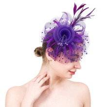 Fascinators for Women Tea Party Fejpántos Kalap Hálós Hajcsat Esküvőre Koktélra és Templomba Lila