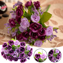 Roses artificielles résistantes aux UV (21 têtes) pour l'extérieur, la maison, les mariages et les cimetières – Idéales pour les décorations