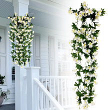 Fleurs artificielles marguerites avec eucalyptus, 12 bouquets de verdure artificielle résistante aux UV pour la décoration intérieure et