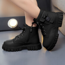 Girls Boots,Versatile Fashion Short Winter Waterproof for Kids Warm Durable Ankle Boots for Outdoor,Boots,01 Black,10.5