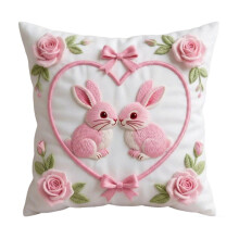 Fodere per cuscini a forma di cuore e rosa per San Valentino, 45x45 cm, con disegno di orsetto dei cartoni animati, fodera per cuscino a forma di