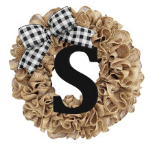 Couronne de porte d'entrée Unique26 avec nom de famille et nœud – Guirlande de bienvenue utilisable toute l'année, décoration de style